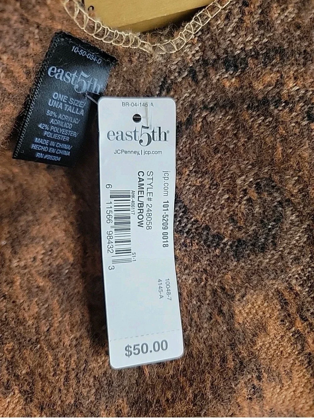 Elegant Paisley Shawl Wrap - Neutral Beige & Black Fringe